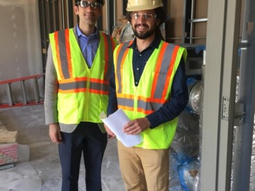 Nate and Gary watching the new lab being built.