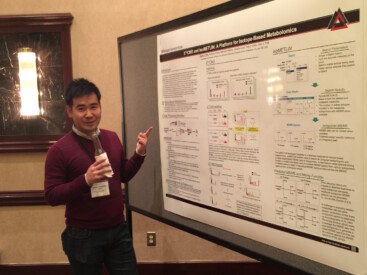Kevin is waiting for a customer at his poster.