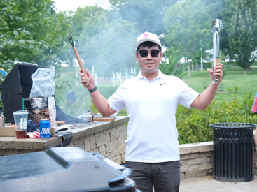 Kevin dominates in the lab and at the grill.